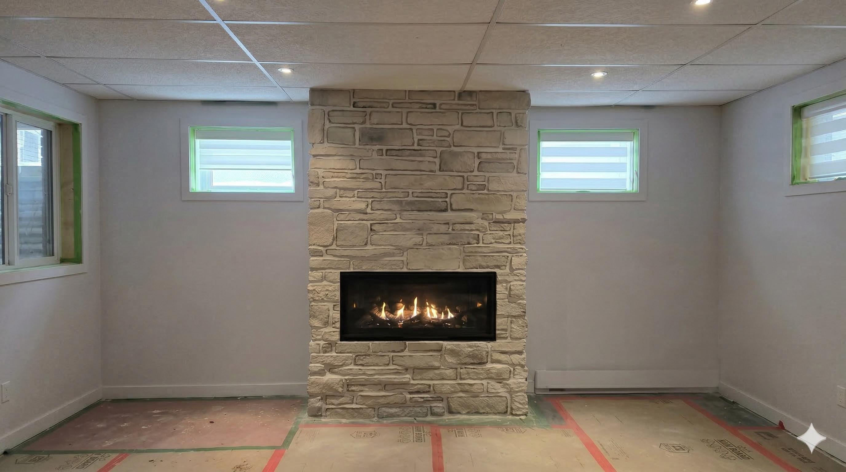 Après - Mur de foyer en pierre